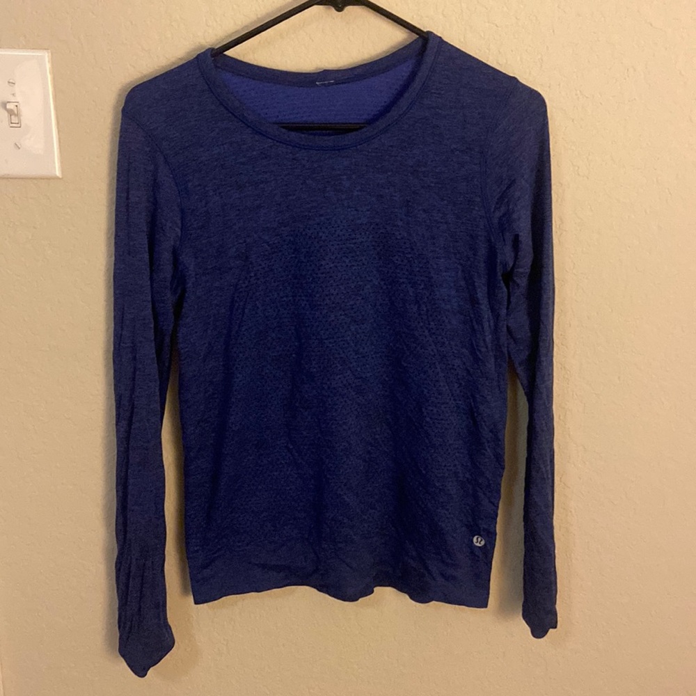 Purple blue thumb longlseeve athletic top